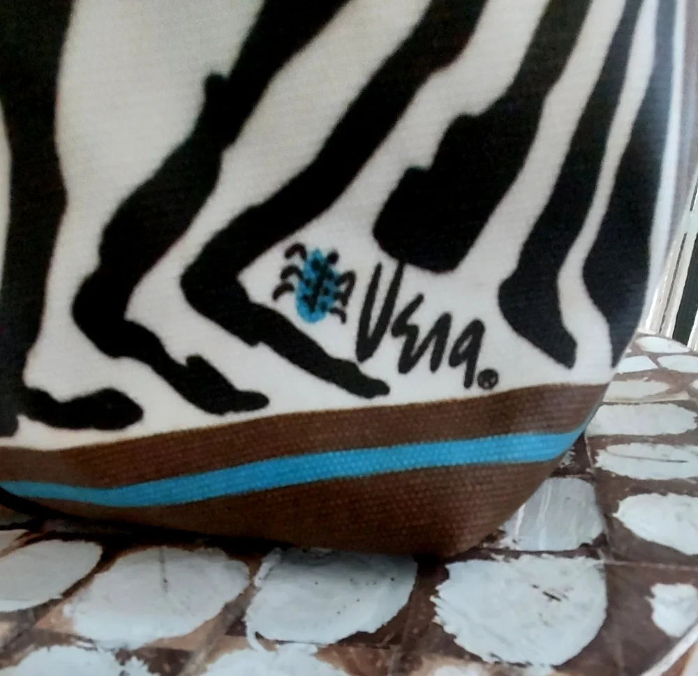 Zebra Print Tote Bag with Brown Trim - Picture 6 of 6